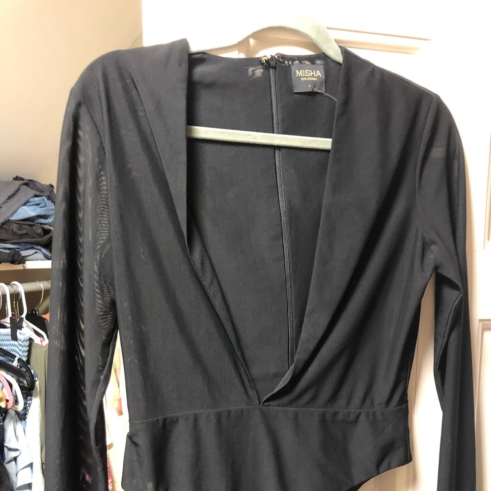 Black Misha mesh long sleeve body suit